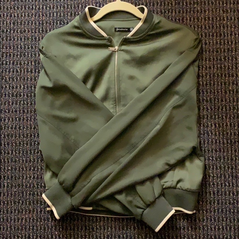 Silky Green Full Zip Bomber Jacket